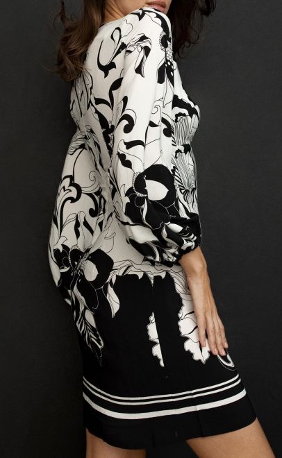Платье летнее женское чёрно-белые цветы (61896) фото