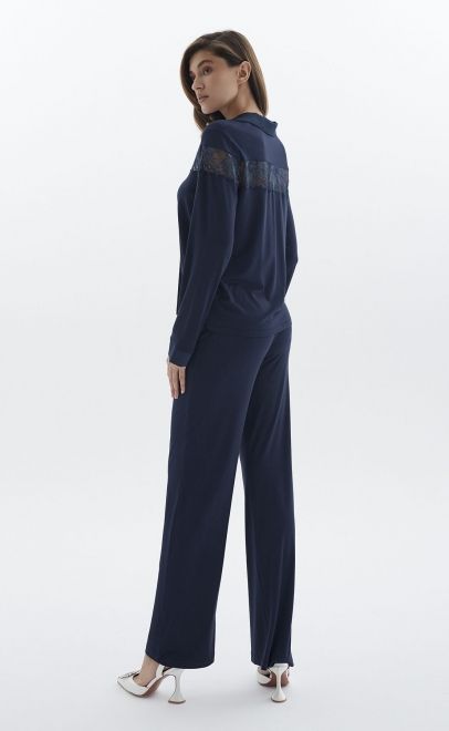 Пижама с брюками из вискозы полуночный синий (52019-1) фото