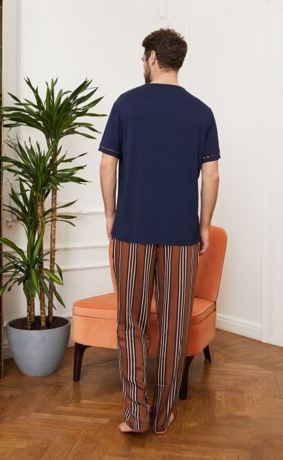 Комплект пижамный с брюками синий (51833+61661) фото