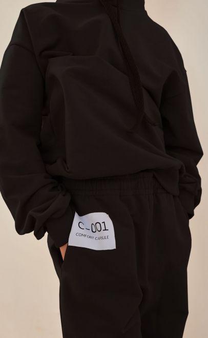 Толстовка для мальчика с капюшоном чёрный (30451-5) фото