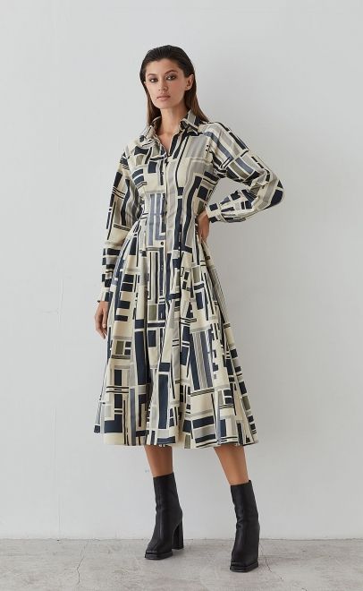 Платье женское бежевый/серый (55451-5) фото