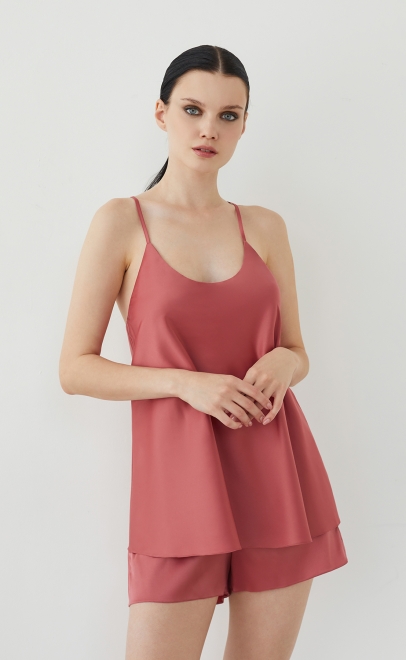 Пижама с шортами женская розовое дерево (61888-4) фото