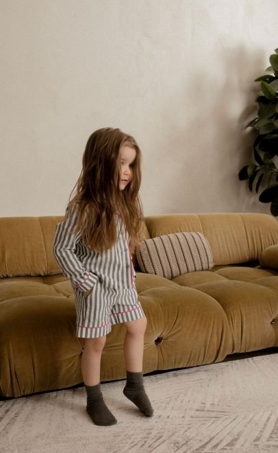 Шорты пижамные для девочки  сине-белый (55373) фото