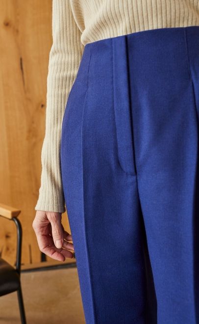 Брюки прямые без пояса женские синий (13007-3) фото