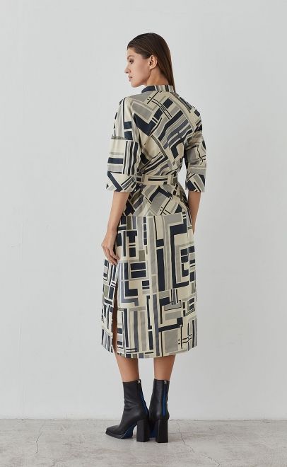 Платье женское бежевый/серый (55453-5) фото