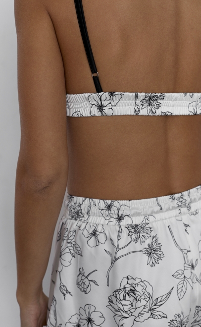 Пижамный комплект с шортами молочный (60612) фото