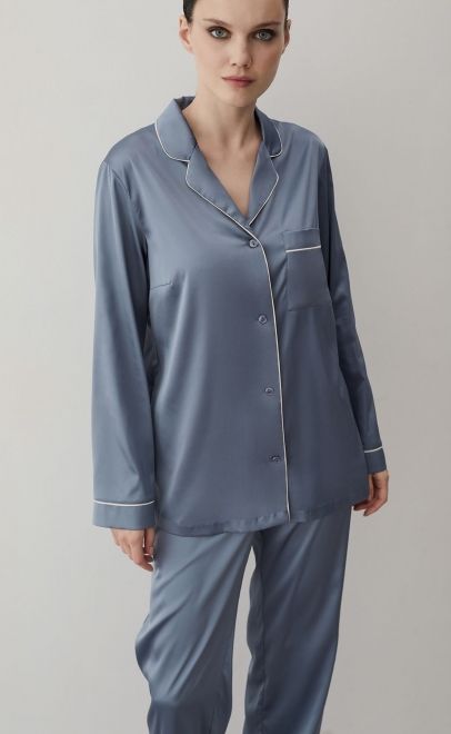 Пижама с брюками женская голубой стальной (61889-5) фото