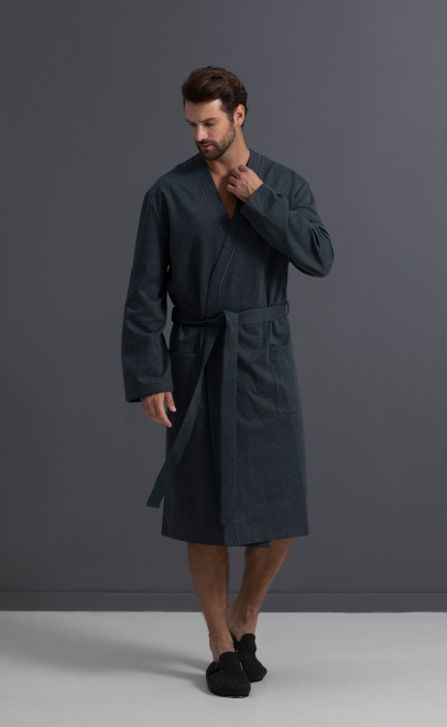 Халат домашний мужской серо-зелёный (30471-1) фото