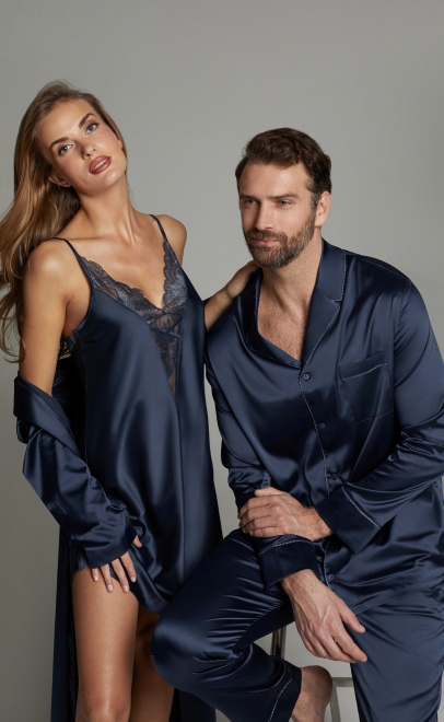 Сорочка женская с кружевом полуночный синий (60555-1) фото