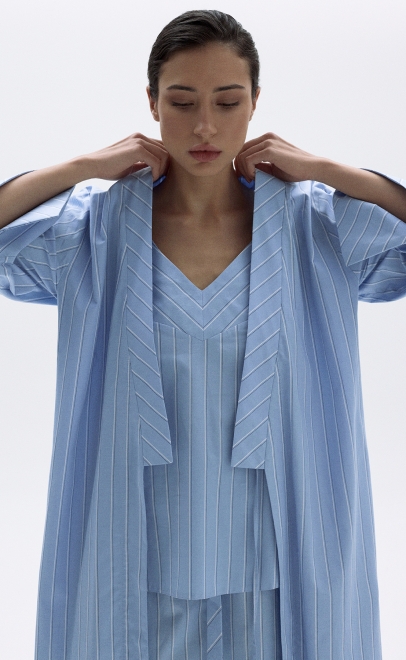 Пижама с шортами женская голубая (55494-1+55491-1) фото