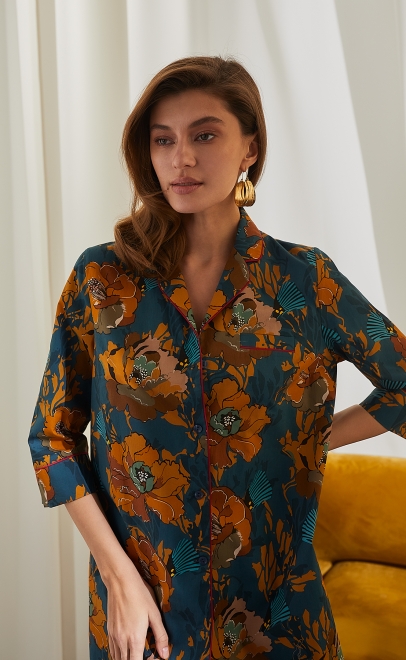 Халат-рубашка домашняя из хлопка  (55431-1) фото