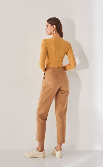 Брюки-бананы женские бежевый (13003-1) фото