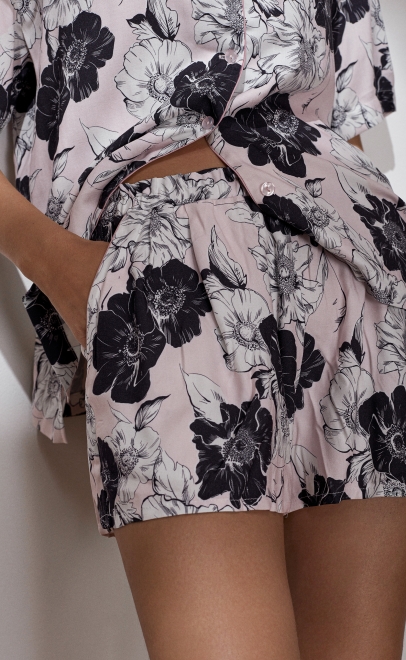 Пижама с шортами чёрно-белый (56526-1-1) фото