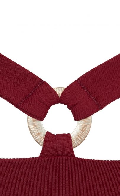 Плавки женские- с открытой линией бедра и декоративным элементом  бордовый (211796N) фото