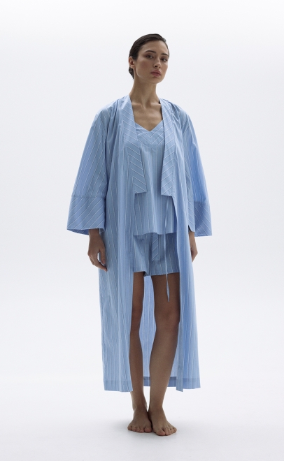 Пижама с шортами женская голубая (55494-1+55491-1) фото