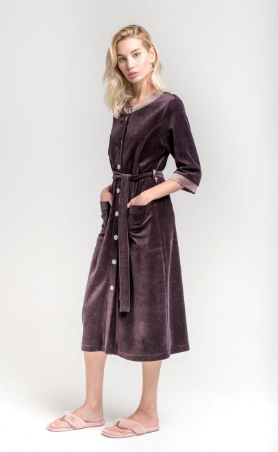 Халат домашний женский серо-коричневый (20401-1) фото