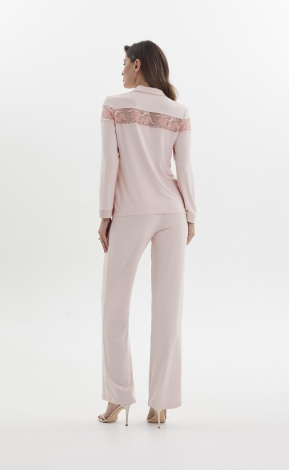Пижама с брюками из вискозы пудренный (52019-4) фото