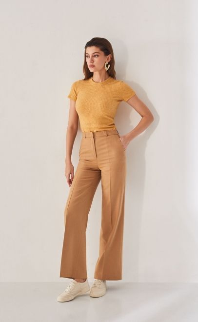 Брюки прямые женские бежевый (13005-1) фото