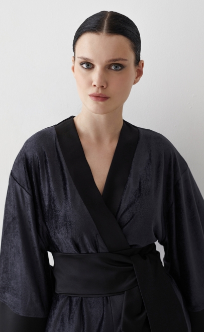 Халат домашний женский чёрный (20452-2) фото