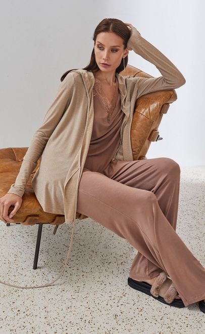 Топ пижамный с кружевом бежевый (51967-1) фото