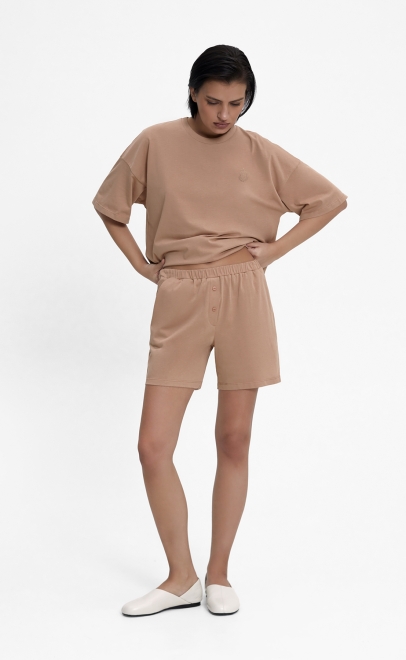 Пижама с шортами женская кремовый (55512-9) фото