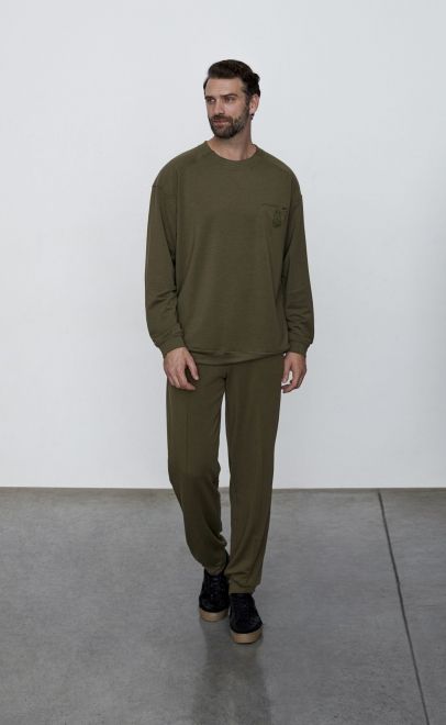 Брюки мужские  оливково-зелёный (30584-1) фото
