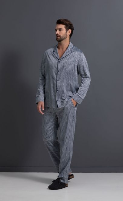 Пижама мужская с брюками тёмно-синий (60546-4+60547-4) фото