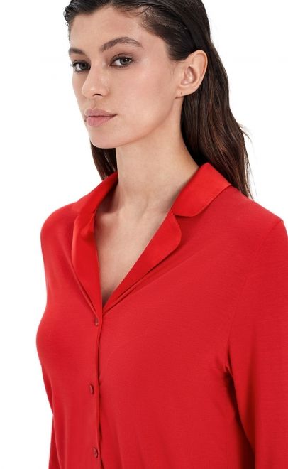 Пижама женская с брюками красный (52097-1) фото