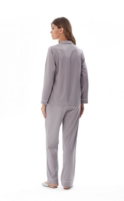 Пижама с брюками сиренево-коричневый (60579-5) фото