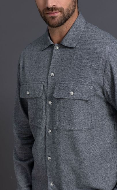 Рубашка домашняя мужская серый меланж (55391-1) фото