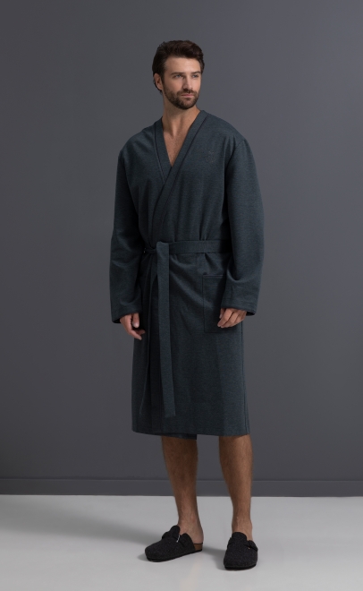 Халат домашний мужской серо-зелёный (30471-1) фото