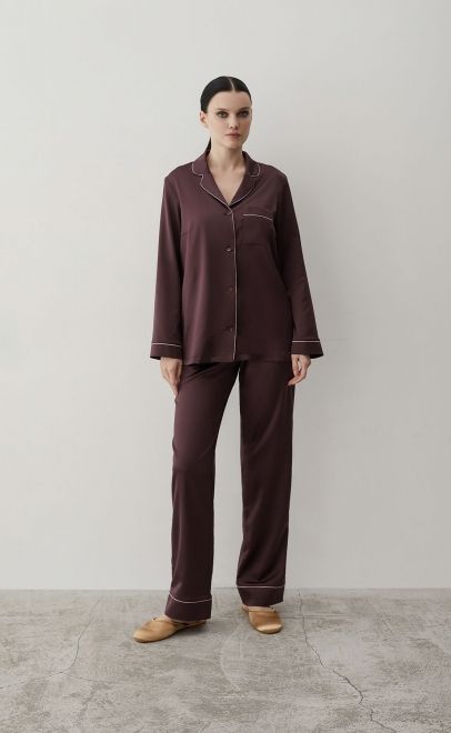 Пижама с брюками женская темный шоколад (61889-2) фото