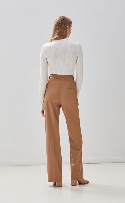 Брюки прямые женские бежевый (13006) фото
