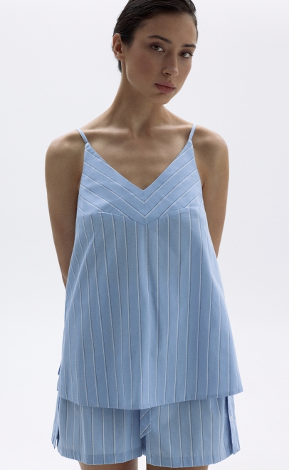 Пижама с шортами женская голубая (55494-1+55491-1) фото