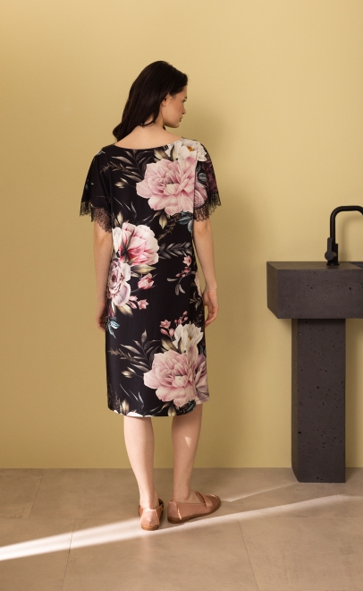 Ночная сорочка женская бордовые пионы (52164) фото