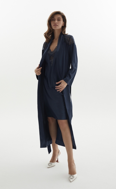 Сорочка женская с кружевом полуночный синий (60555-1) фото