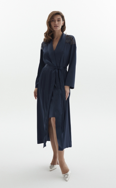 Сорочка женская с кружевом полуночный синий (60555-1) фото