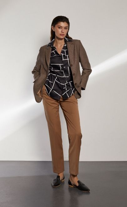 Брюки прямые без пояса женские бежевый (13008) фото