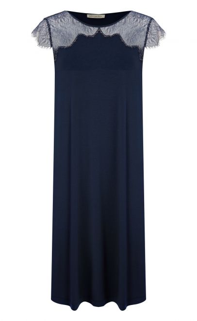 Сорочка женская с кружевом тёмно-синий (51963-2) фото
