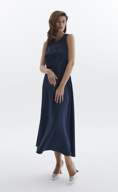 Сорочка женская с кружевом полуночный синий (60556-1) фото