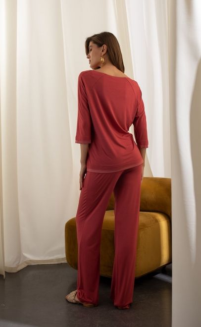 Пижама с брюками женская розовое дерево (52035-1) фото