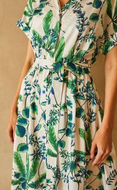 Платье летнее женское бело-зелёный (55419) фото