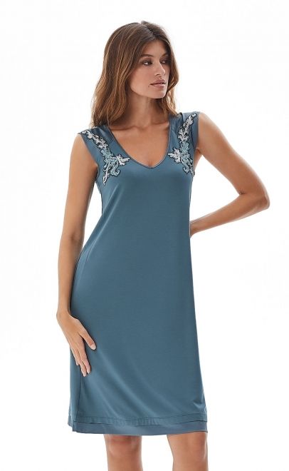 Сорочка женская с декором тёмный изумруд (51983) фото