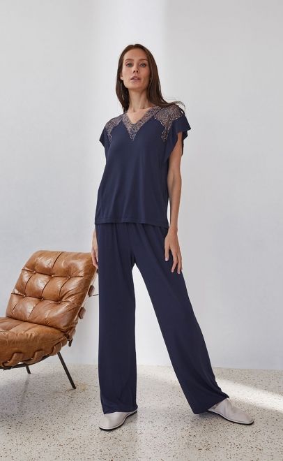 Брюки пижамные тёмно-синий (51961-2) фото