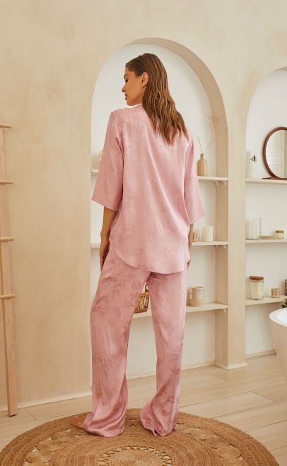 Брюки пижамные женские розовый жаккард (56448) фото