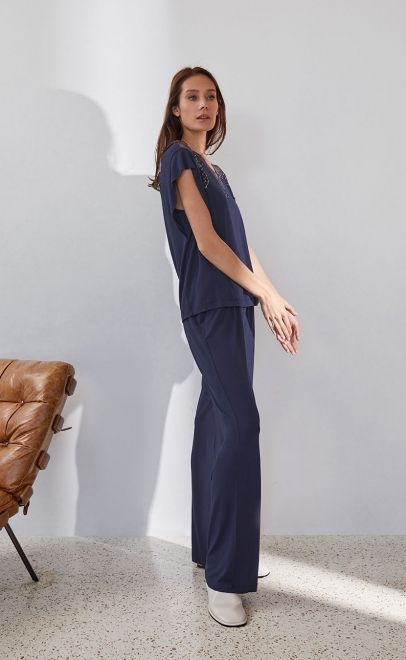 Брюки пижамные тёмно-синий (51961-2) фото