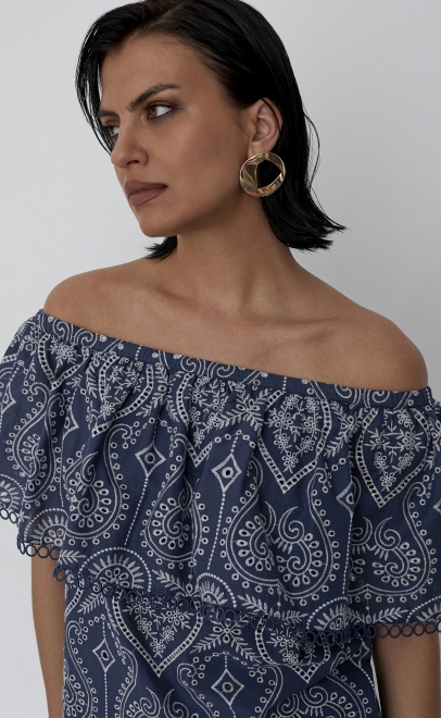 Топ женский тёмно-синий/белый (55474-3) фото