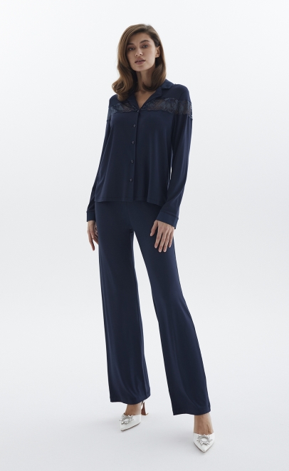 Пижама с брюками из вискозы полуночный синий (52019-1) фото