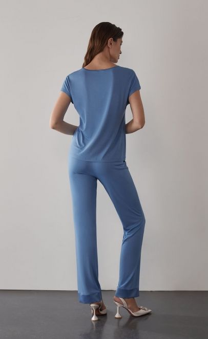 Пижама с брюками небесно-голубой (52031-1) фото