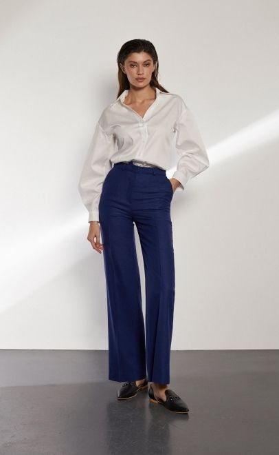 Брюки прямые женские синий (13005-3) фото